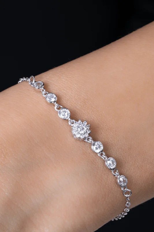 Ladies charm bracelets-Zircon Flower (03) Bracelet