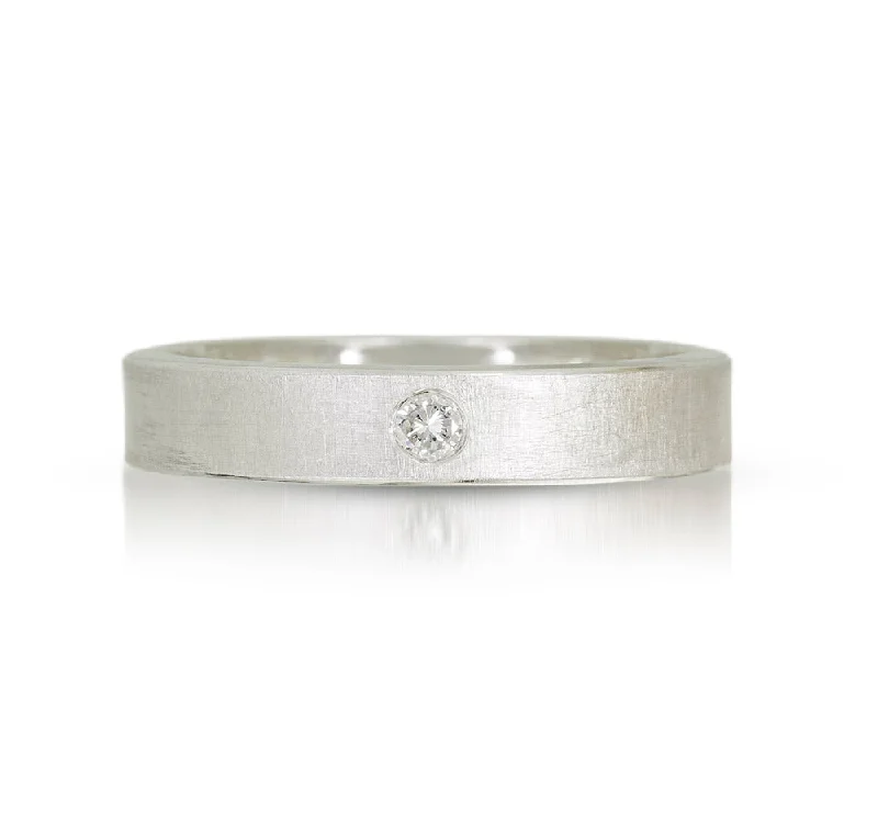 Ladies rings with side stones-Sterling Silver Diamond Band