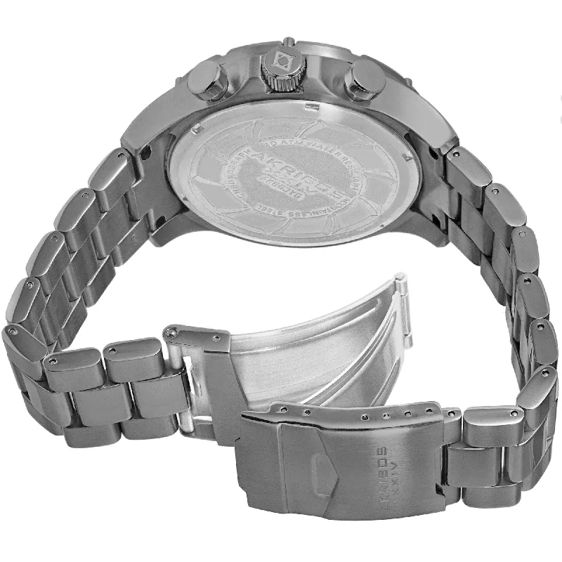 Ladies moonstone bangles-Akribos XXIV Men's Chronograph Stainless Steel Black Bracelet Watch