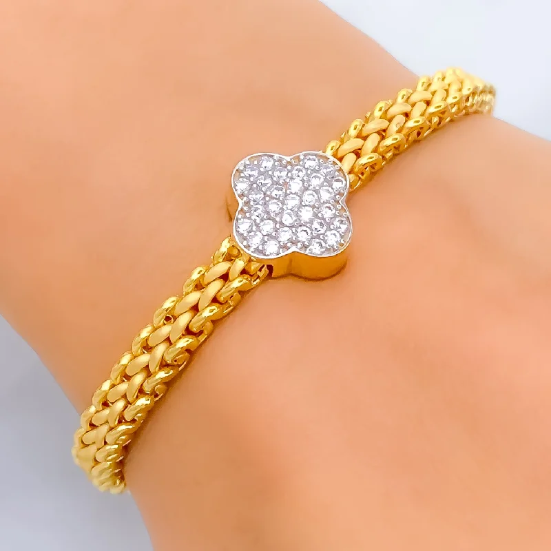 Ladies chic gold bracelets-Decadent Jazzy 21k Gold CZ Bracelet