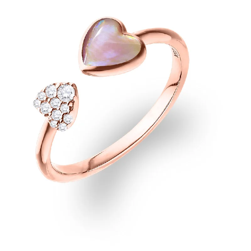 Ladies luxury rings-Kabana Double Heart Ring