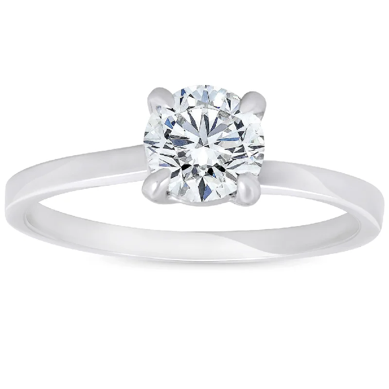 Ladies simple engagement rings-3/4 ct Diamond Solitaire Engagement Ring Twist Band 14k White Gold