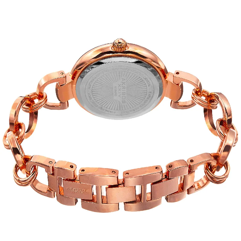 Ladies delicate bangles-Akribos XXIV Women's Quartz Swarovski Crystal Chain Style Rose-Tone Bracelet Watch