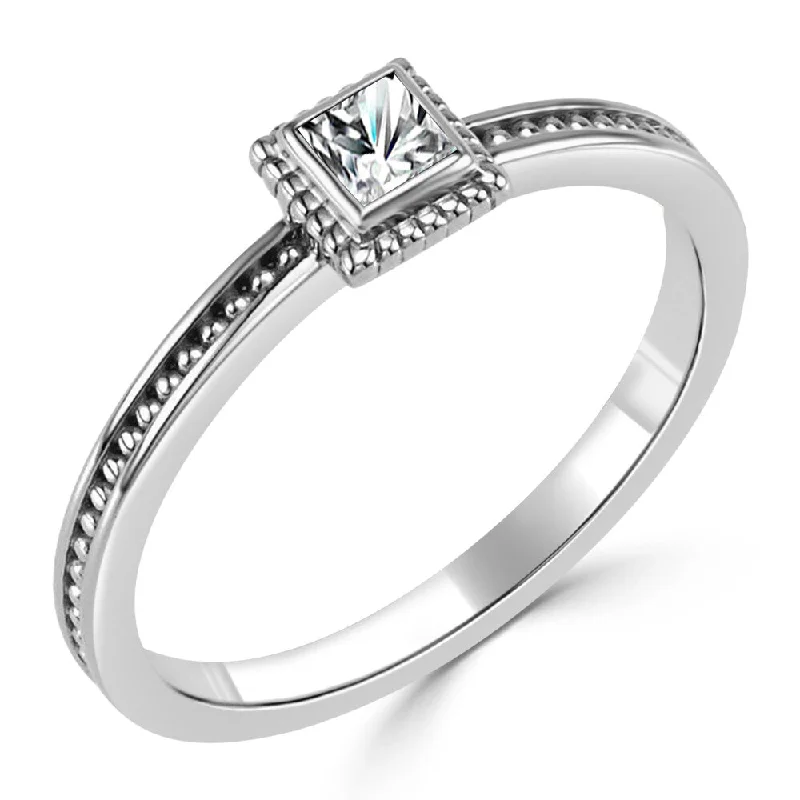 Ladies affordable solitaire engagement rings-10K Gold 1/6ct TDW Princess Cut Bezel Solitaire Diamond Engagement Ring by Auriya (I-J, I1-I2)