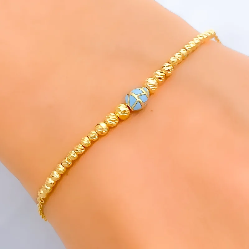 Ladies sparkly bracelets-Dainty Colorful 21k Gold Bracelet