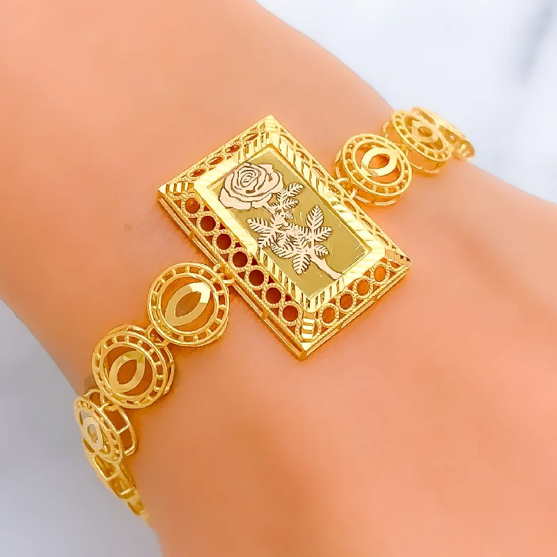 Ladies crystal bracelets-Mesmerizing Everlasting Regal 21k Gold Bracelet