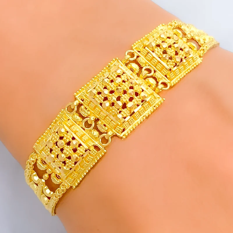 Ladies pearl bracelets-Grand Shimmering 22k Gold Bracelet