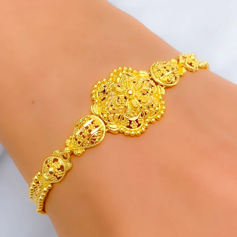 Ladies infinity bracelets-Fancy Glowing 22k Gold Bracelet