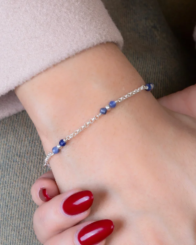 Ladies gemstone bracelets-Sodalite and Balls Bracelet