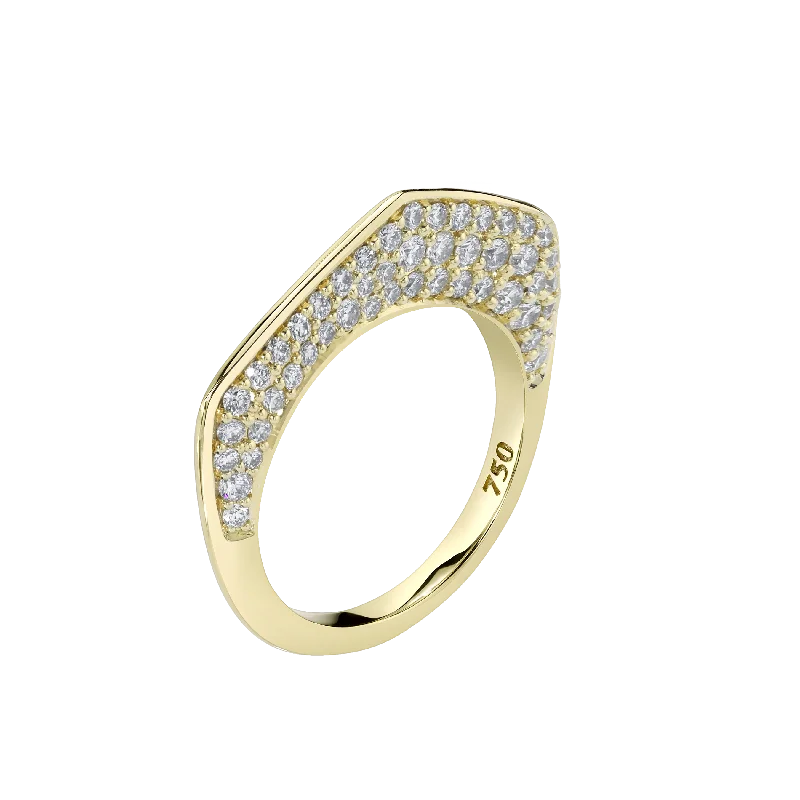 Ladies vintage rings-Gold Cobra Ring with Diamond Pave