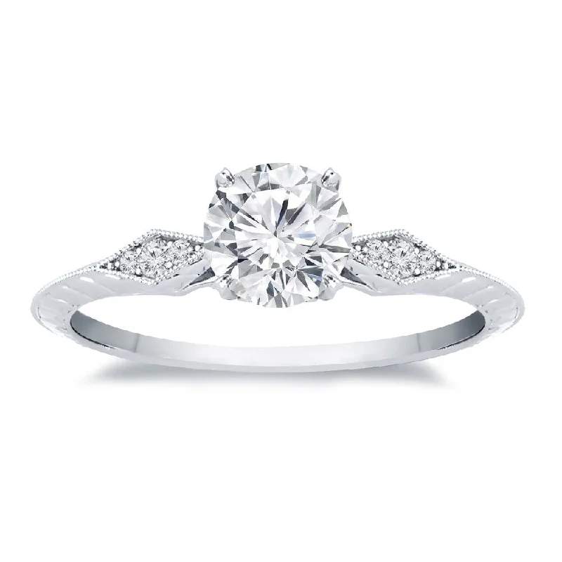 Ladies white gold engagement rings-Auriya 14k Gold 1/2ct TDW Vintage Filigree Diamond Solitaire Engagement Ring