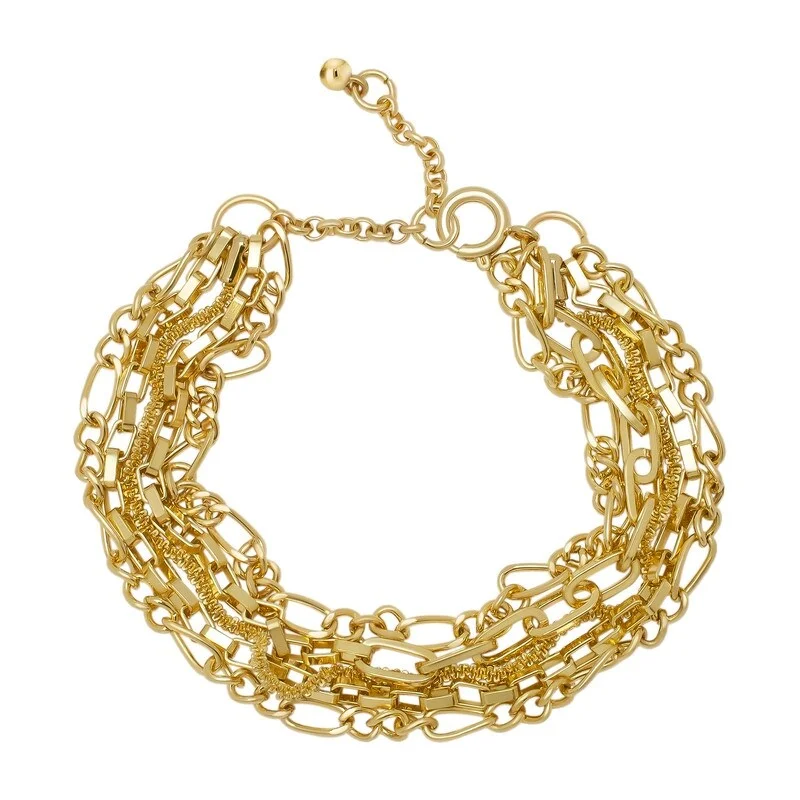 Ladies twisted bangles-Victoria Townsend Yellow Gold Plated 5 Row Link Bracelet