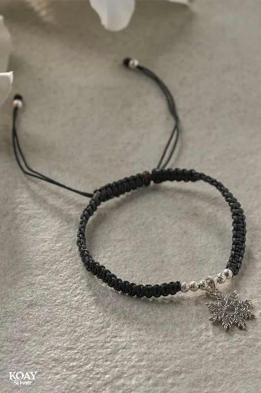 Ladies geometric bracelets-Black Snowflake Bracelet