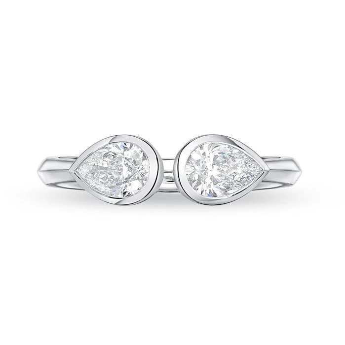 Ladies simple solitaire rings-Two Stones Bridal Ring, Ctr 0.50-0.59, Mdl 08