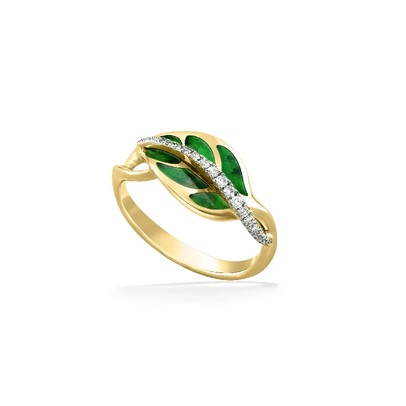 Ladies oval-shaped rings-Maile Leaf Ring