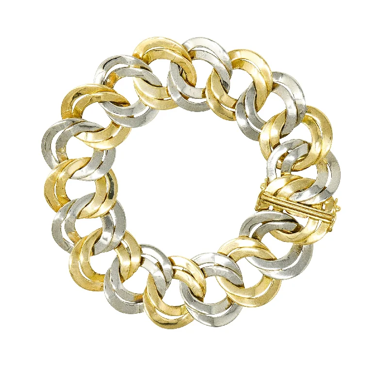 Ladies luxury bracelets-Cartier 1960's Modernist Mid-Century 18 Karat Two-Tone Gold Double Curb Chain Link Unisex Vintage Bracelet