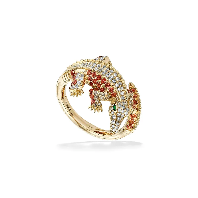 Ladies rings with colorful gemstones-Effy Crocodile Ring