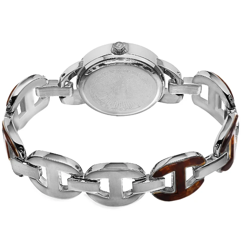 Ladies leather bracelets-Akribos XXIV Women's Diamond-Accented Swiss Quartz Silver-Tone Bracelet Watch