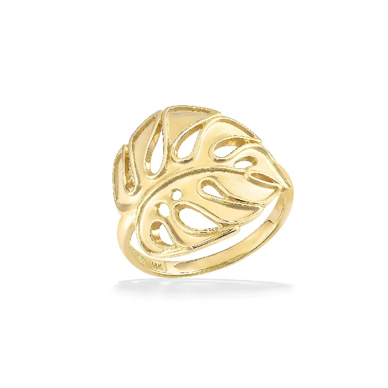 Ladies princess-cut rings-Monstera Ring