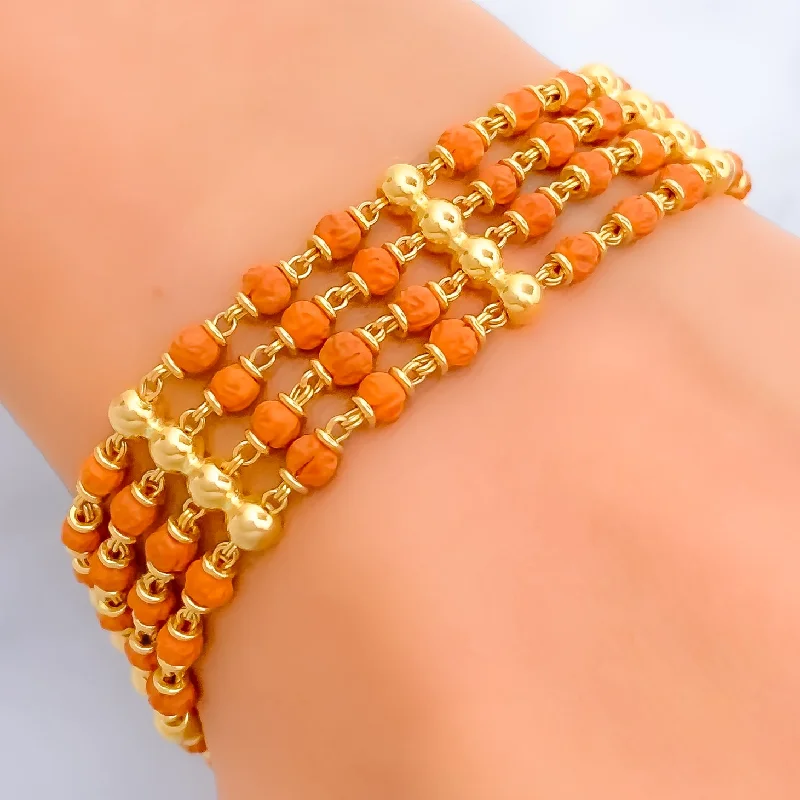 Ladies fashion bangles-Classy Draped 22k Gold Rudraksh Bracelet