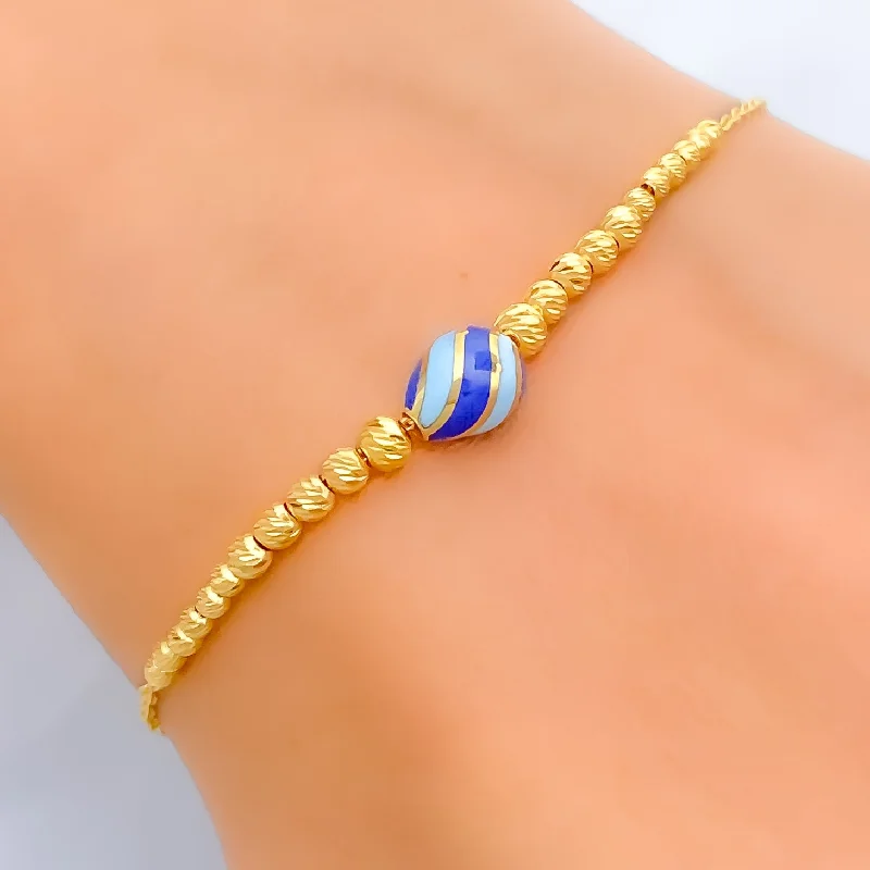 Ladies plain gold bangles-Gorgeous Blue 21k Gold Bracelet