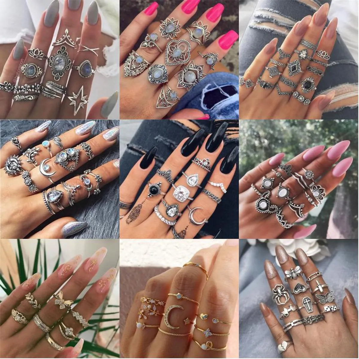 Ladies colorful sapphire rings-Retro Geometric Alloy Plating Gold Plated Silver Plated Women'S Rings