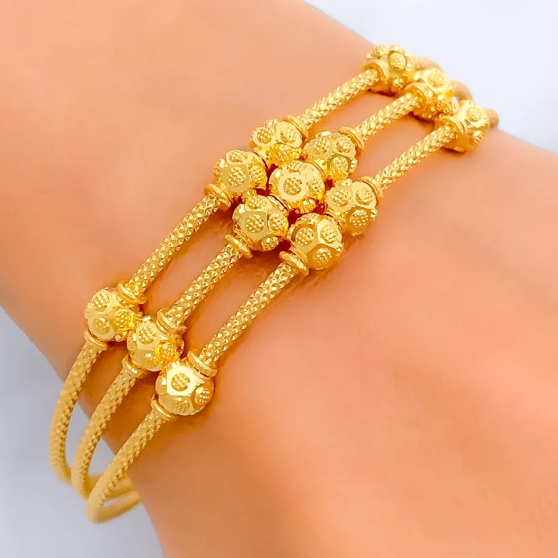 Ladies solid bangles-Refined glamorous 22k Gold Bangle Bracelet