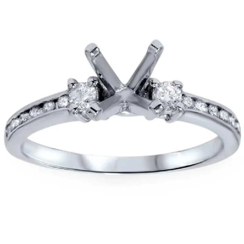 Ladies twisted band engagement rings-1/3ct Diamond Engagement Ring Semi Mount 14K White Gold