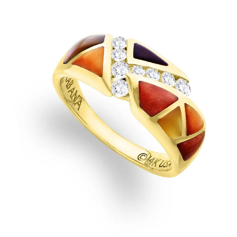 Ladies heart-shaped rings-Kabana Inlay Ring