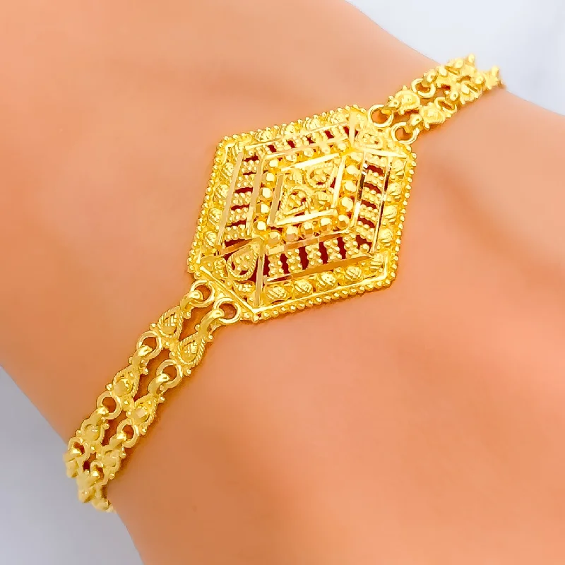 Ladies charm bangles-Fancy Stunning 22k Gold Bracelet