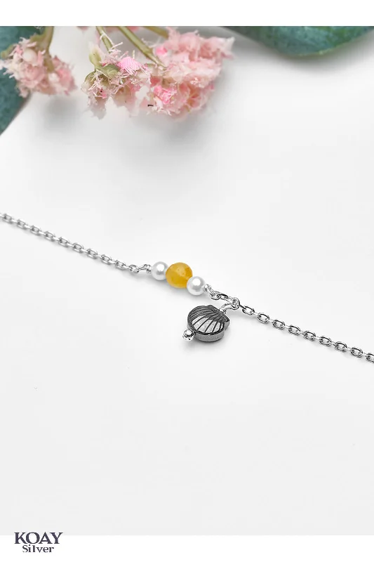 Ladies diamond tennis bracelets-Colored Italian Shell (Yellow) Bracelet