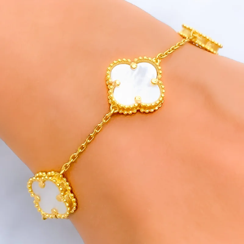 Ladies diamond bracelets-Radiant Graceful 21k Gold Bracelet