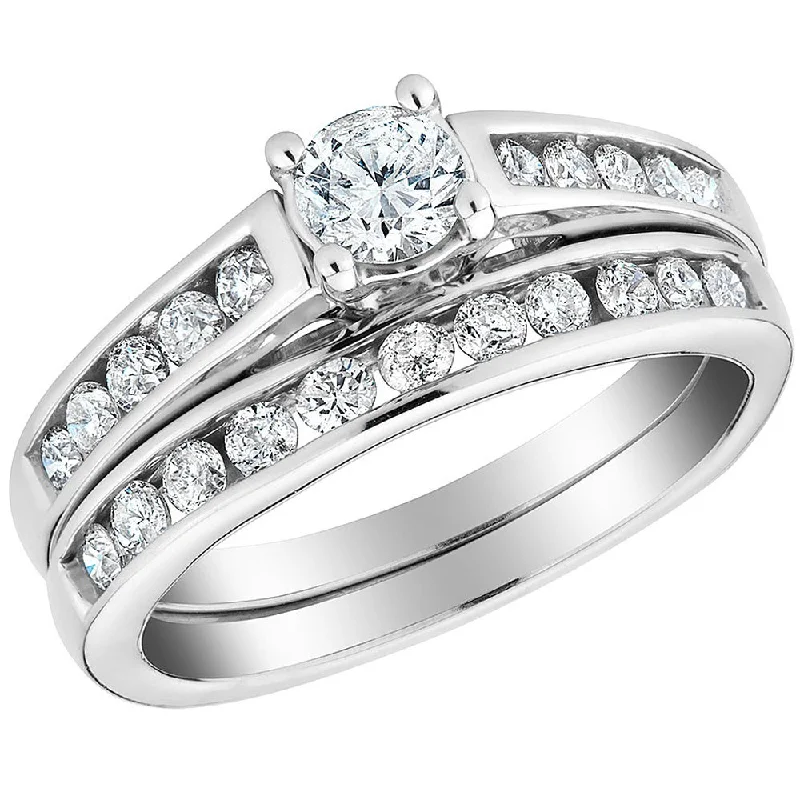 Ladies square halo engagement rings-1/2 Ct Diamond Engagement Wedding Ring Set 10k White Gold