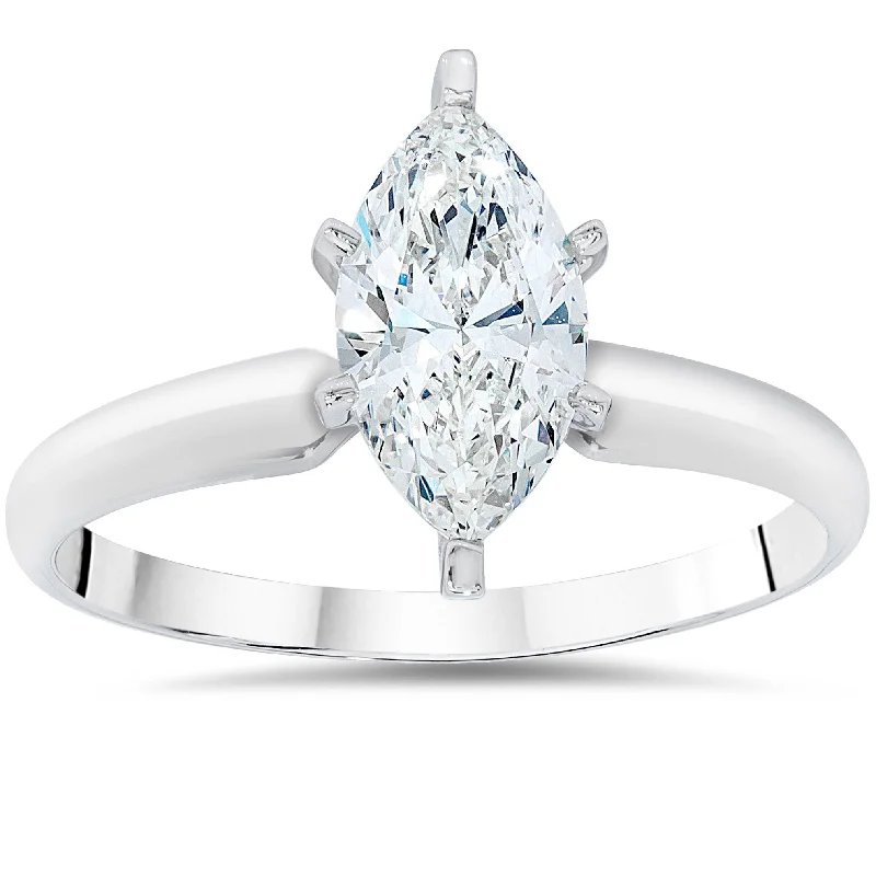 Ladies princess cut engagement rings-1 1/4 Ct Marquise Solitaire Diamond Engagement Ring 10k White Gold