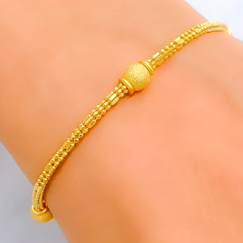 Ladies stacked bracelets-Dainty Lush 22K Gold Bracelet