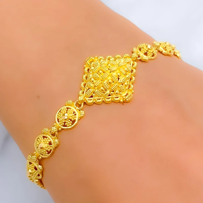 Ladies antique bracelets-Opulent Sleek 22k Gold Bracelet