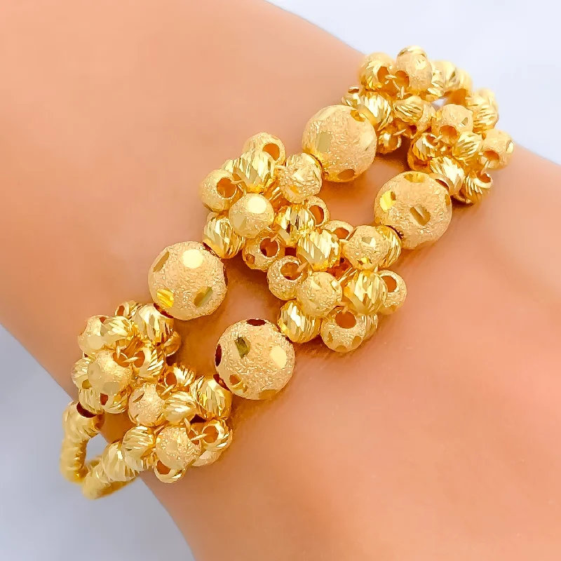 Ladies stretch bracelets-Extravagant Blooming 21k Statement Bangle Bracelet