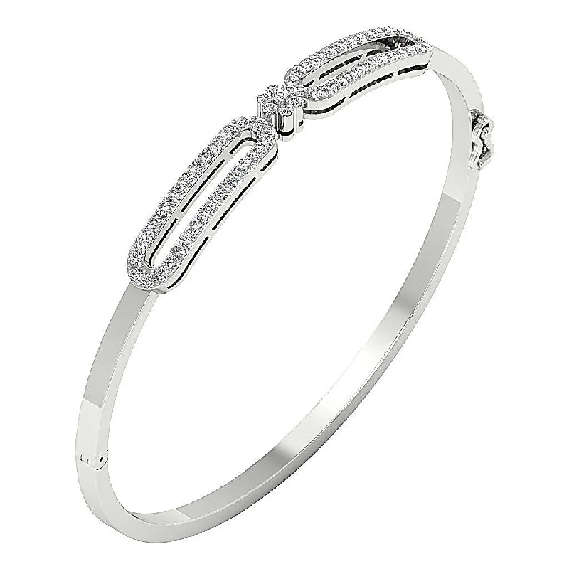 Ladies infinity bracelets-The Lucy Genuine Diamond Designer Bangle Bracelet Prong Set