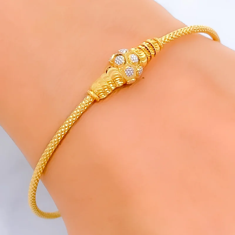 Ladies wedding bangles-Ornate Radiant 22k Gold Bangle Bracelet