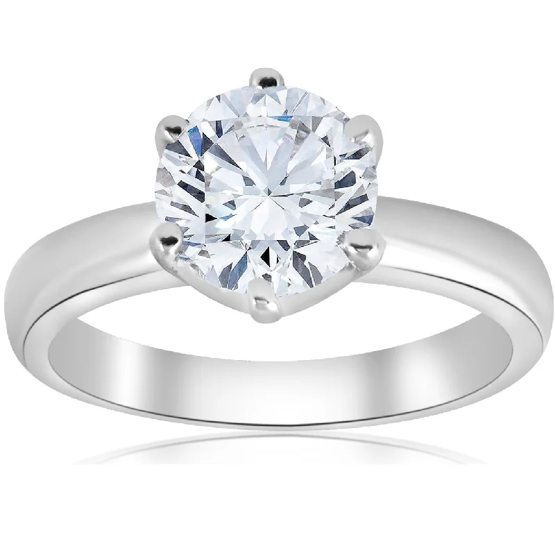 Ladies affordable engagement rings-1 1/2ct Round Diamond Solitaire Engagement Ring 6-Prong 14k White Gold