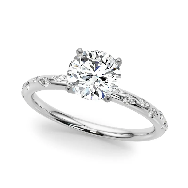 Ladies princess cut solitaire engagement rings-Auriya 14k White Gold Lab Grown Round Diamond Engagement Ring 0.50 to 5.00 ct. tw. (F-G VS)