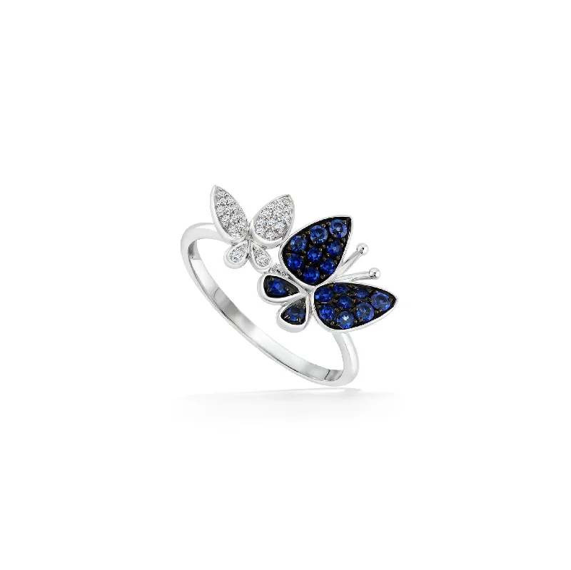 Ladies solitaire rings-Effy Blue Sapphire Butterfly Ring