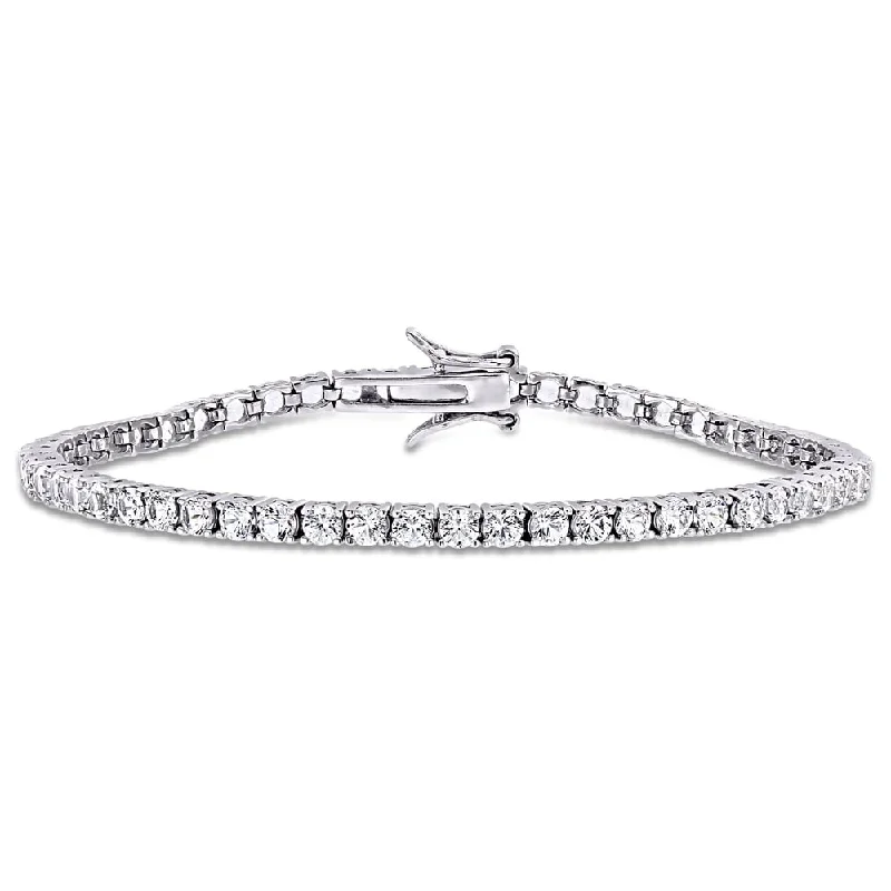 Ladies cuff bangles-Miadora Sterling Silver Cubic Zirconia Tennis Bracelet