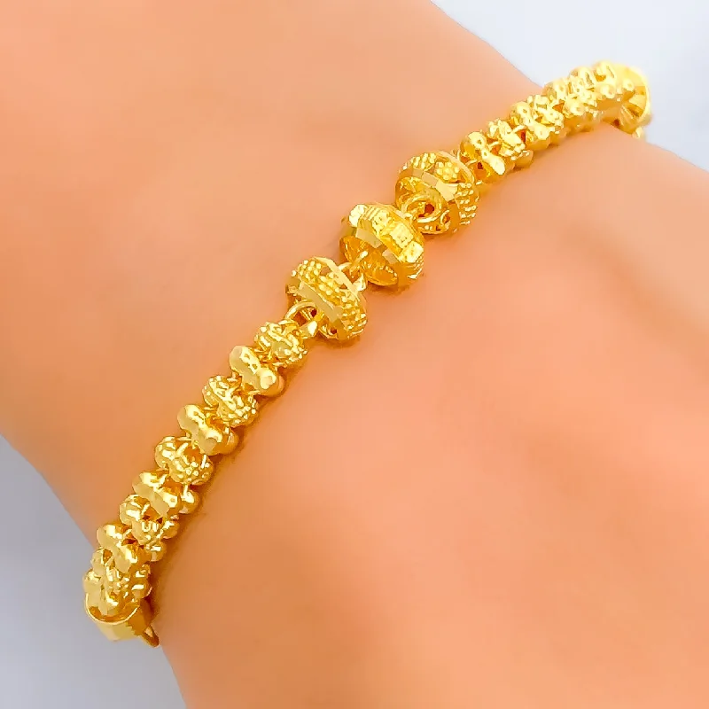 Ladies boho bracelets-Graceful Multi-Bead 22k Gold Bracelet