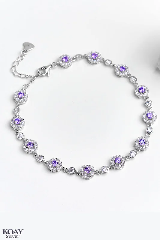 Ladies engraved bangles set-Circles Purple Bracelet