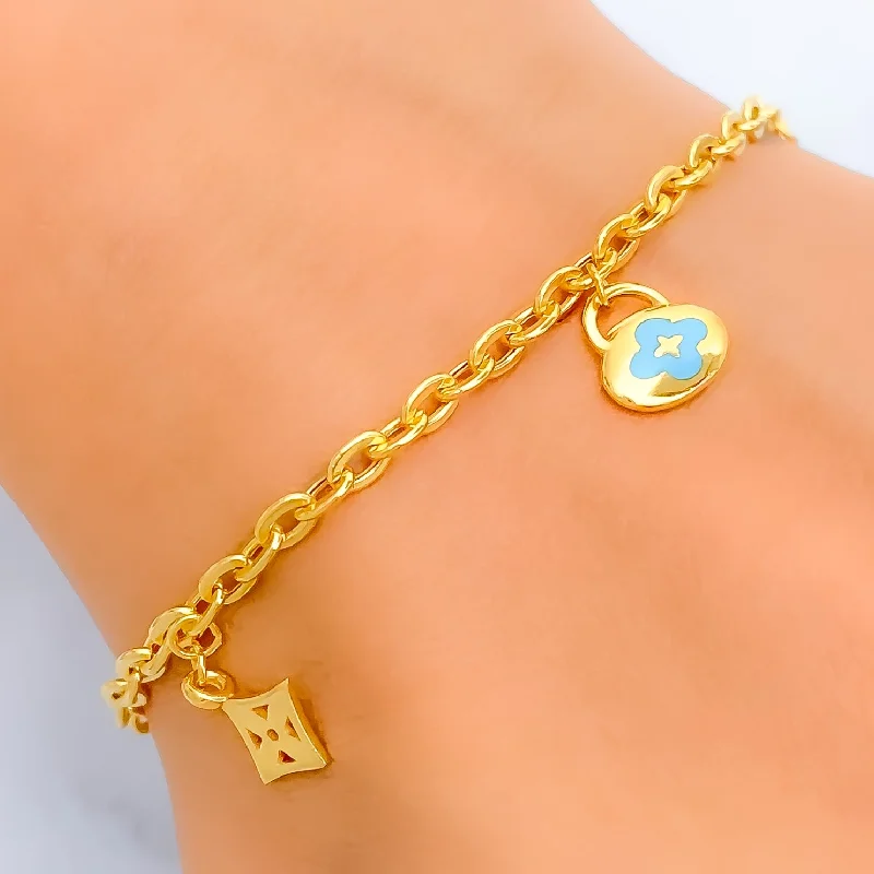 Ladies friendship bracelets-Lovely Dressy 21k Charm Bracelet