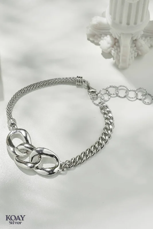 Ladies silver bangle bracelets-Zircon Chain Bracelet (03)