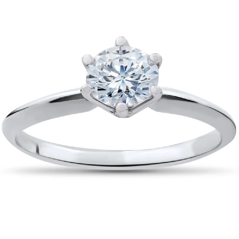 Ladies classic engagement rings-1 1/4ct Solitaire Diamond Engagement Ring 14k White Gold