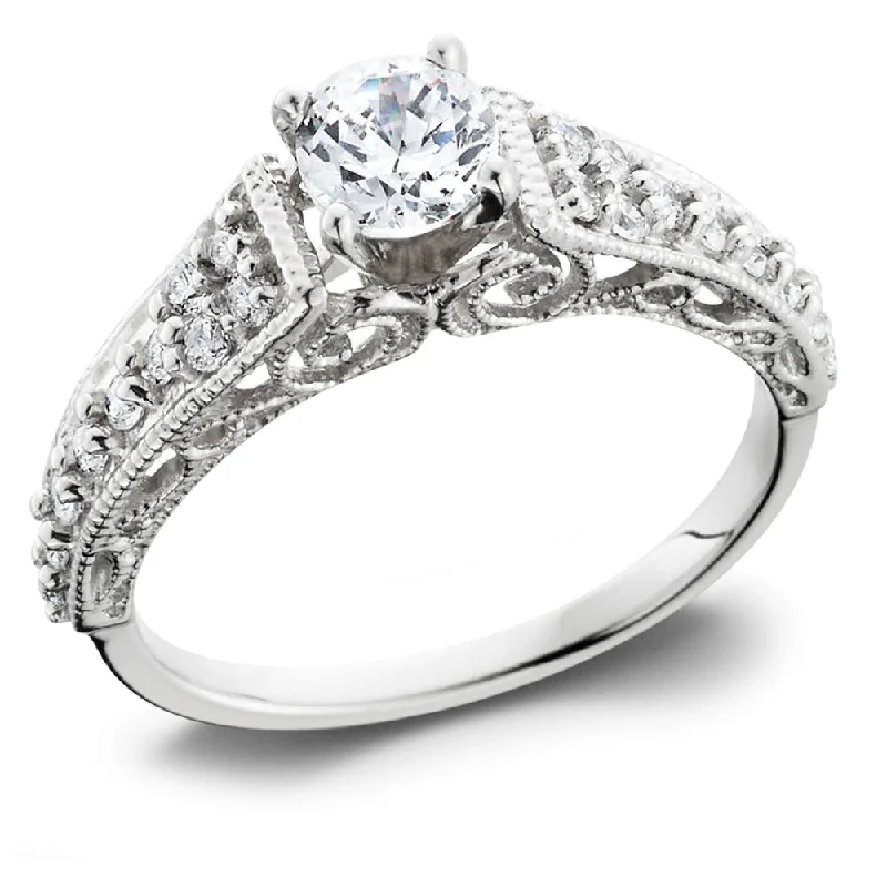 Ladies unique halo engagement rings-5/8 Ct Vintage Engagement Ring EX3 Lab Grown 14k White Gold (H-I,SI2-I1)