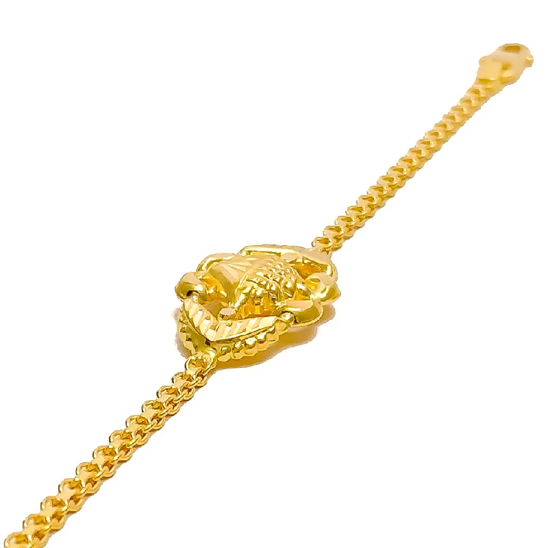 Ladies polished bangles-Palatial Detailed 22k Gold Baby Bracelet